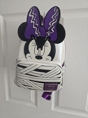 Loungefly White and Purple Minnie Bow Mini Backpack